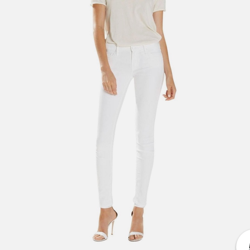 Mother The Looker Crop Jeans In Stayin Alive White